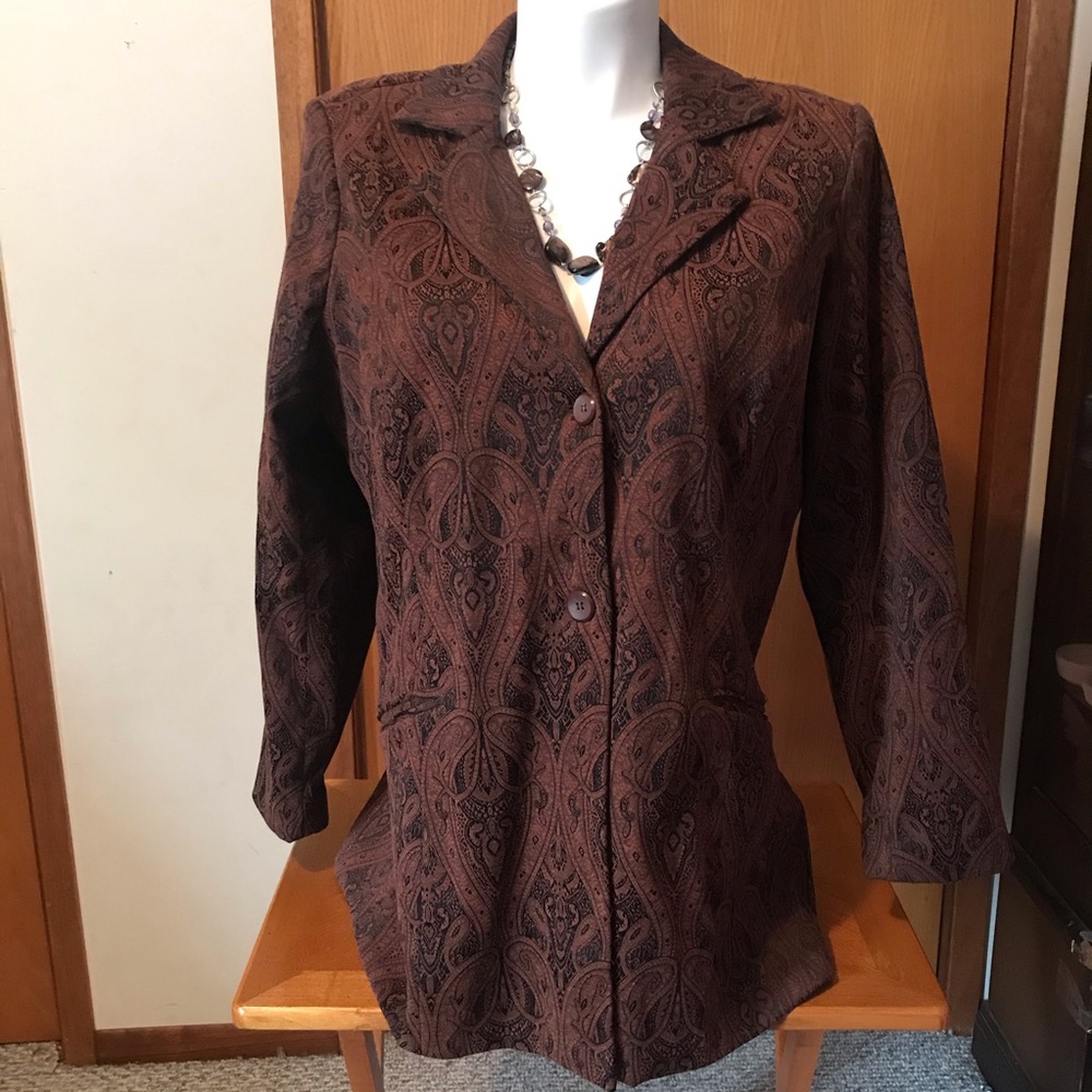 Brown & Black paisley long blazer